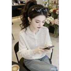 批发2026春装<b class='q'>新款</b>时尚慵懒风半排扣V领长袖亲肤百搭针织衫打底毛