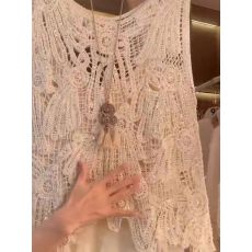 批发带亮片时尚休闲百搭轻奢圆领无袖气质针织衫百搭宽松显瘦上衣