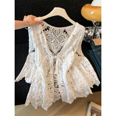 批发实拍温柔短款长袖针织防晒衣宽松显瘦性感<b class='q'>镂空</b>海边度假<b class='q'>开衫</b>上衣