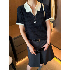 批发假两件麻花纹冰丝针织衫女<b class='q'>欧洲</b>站2026春装新款欧货女装打底小衫潮