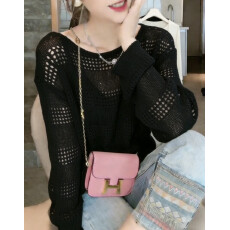 批发美式复古重工亮片针织衫女春季2026<b class='q'>新款</b>宽松显瘦露肩镂空气质上衣