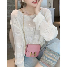 批发美式复古重工亮片针织衫女春季2026<b class='q'>新款</b>宽松显瘦露肩镂空气质上衣