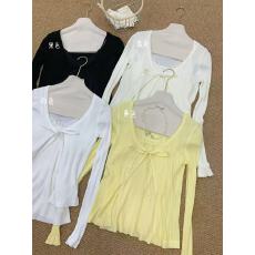 批发春季新款韩系撞色<b class='q'>吊带</b>开衫两件针织衫休闲百搭长袖<b class='q'>打底衫</b>百搭上衣