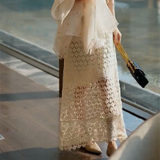 批发实拍夏新款韩版设计感外搭罩衫V领镂空宽松短款+中<b class='q'>长</b><b class='q'>裙</b>二件套装女