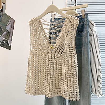 보헤미안 자수 홀로우 아웃 베스트 여성 코트 여름 빅 사이즈 지방 mm 외부 가져 가라. 오픈 가디건 민소매 조끼 맨위