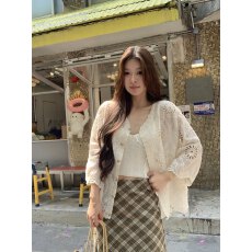 批发<b class='q'>实拍</b>实价2026~韩系蕾丝提花刺绣七分袖<b class='q'>衬衫</b>减龄宽松防晒开衫