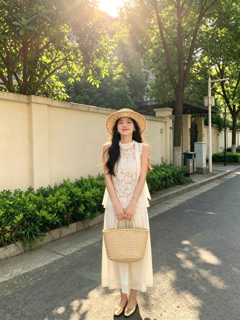 프랑스식 작은 샤넬 스타일 세트 여성 2026 여름 새로운 레이스 자수 리본 조끼 반신 스커트 투피스 세트