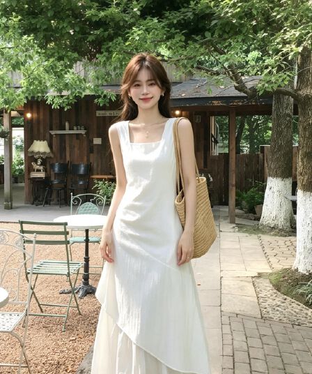 감기 센스 밑단 패치워크 슬림해 보이는 민소매 조끼 여성 드레스 여름 2026 새로운 루즈핏 슬림해 보이는 품격 롱 스커트