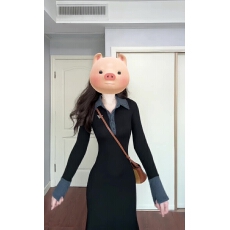 批发高级感<b class='q'>撞色</b>polo领黑色针织长裙女2026秋冬新款韩系穿搭A字<b class='q'>连衣裙</b>