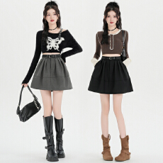 批发实拍 设计感<b class='q'>高腰</b>花苞裙半身裙伞裙女2025新款气质百搭小个子<b class='q'>短裙</b>