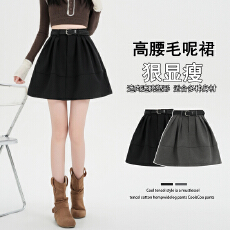 批发实拍 设计感<b class='q'>高腰</b>花苞裙半身裙伞裙女2025新款气质百搭小个子<b class='q'>短裙</b>