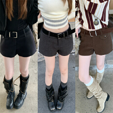 批发实拍 实价~美式低腰呢料休闲裤女秋冬韩版辣妹修身显瘦<b class='q'>短裤</b>外穿