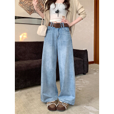 批发实拍 春季新款复古阔腿牛仔<b class='q'>裤</b>女高腰显瘦直筒<b class='q'>百搭</b>垂感拖地长<b class='q'>裤</b>
