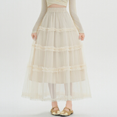 批发实拍 春款超仙芭蕾风网纱蛋糕半身裙女新款高腰长裙a字仙女裙