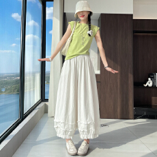 批发实拍木耳边阔腿休闲裤女2026夏季宽松慵懒风小个子百搭灯笼花苞裤