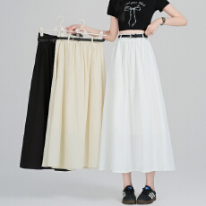 批发实拍 白色半身裙女2026新款高腰a字显瘦春季<b class='q'>中长款</b>小个子百褶长裙
