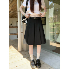 批发实拍 灰色西装百褶裙半身裙<b class='q'>女</b>春季新款休闲小个子a字百搭垂感中裙