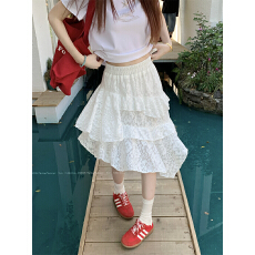 批发实拍 白色不规则<b class='q'>蕾丝</b>半身裙女春夏设计感辣妹a字短裙小众宽松裙子