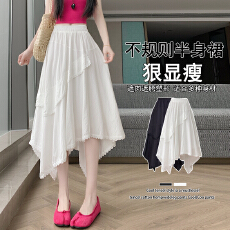 批发实拍 不规则蕾丝花边<b class='q'>长裙</b>半身裙女2026春夏新款显瘦百搭a字半裙