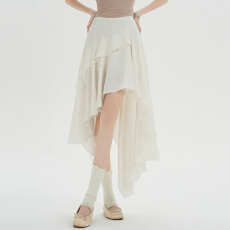 批发实拍 夏季新款辣妹风高腰不规则荷叶边<b class='q'>半身裙</b>女气质a字百搭长裙