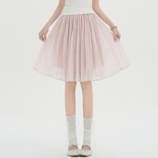 批发实拍 芭蕾风粉色蓬蓬<b class='q'>伞</b><b class='q'>裙</b>女2026春夏新款压皱薄纱a字半身<b class='q'>裙</b>中<b class='q'>裙</b>