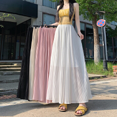 批发<b class='q'>实拍</b> 百褶裙a字半身裙女夏季2026新款高腰显瘦垂坠感大摆雪纺长裙