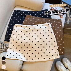 批发实拍气质鹿皮绒波点半身裙女秋季<b class='q'>新款</b>显瘦包臀裙减龄a字短裤裙女