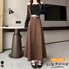 批发实复古咖色鹿皮绒半身<b class='q'>裙</b>女2026秋冬新款高腰显瘦a字长<b class='q'>裙</b><b class='q'>百搭</b><b class='q'>伞</b><b class='q'>裙</b>