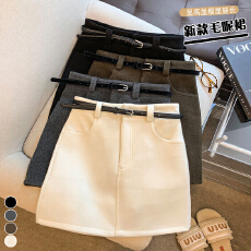 批发实拍韩版chic简约羊绒毛呢<b class='q'>西装</b>短裙<b class='q'>女</b>秋冬气质包臀A字百搭半身裙