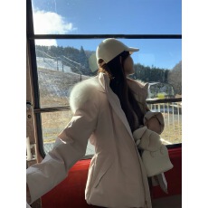 批发新款 snow雪服季 防风防泼水大毛领羽绒棉服女中长款时尚外套