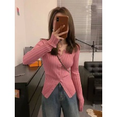 批发毛衣女秋冬新款纯欲风开衫上衣潮慵懒风宽松收腰长袖针织毛衣