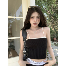 批发WAN能欲感吊带百搭性感灰色短款修身显瘦针织背心