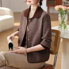 批发中年妈妈秋装小香风针织外套2025新款夹克<b class='q'>中老年女装</b>春秋洋气<b class='q'>上衣</b>