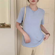 批发实拍正肩t恤新款<b class='q'>夏季</b>短袖内搭纯色短款上衣服打底衫ins潮