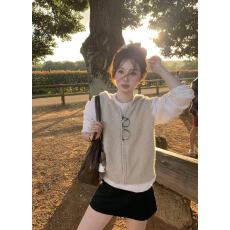 批发2025冬季韩系简约百搭连帽拉链马甲毛衣女宽松显瘦无袖上衣半身裙