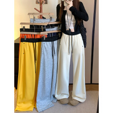 批发实拍加绒加厚休闲<b class='q'>裤</b>2025冬季新款显瘦撞色高腰阔腿<b class='q'>哈伦</b>两穿铆钉<b class='q'>裤</b>