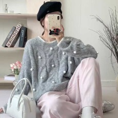 批发2025甜美风温柔系立体球球扭花套头针织衫女秋冬季宽松软糯毛衣