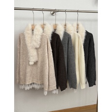 批发实拍<b class='q'>韩国</b>东大门<b class='q'>蕾丝</b>拼接宽松慵懒风毛衣女秋冬气质软糯针织衫