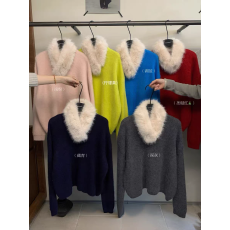 批发秋冬韩系宽松慵懒风圆领气质百搭套头配毛毛领软糯针织<b class='q'>毛衣</b>