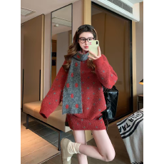 批发红色波点毛衣套装女2026<b class='q'>春</b>装新款韩系一整套穿搭针织半身裙两件套