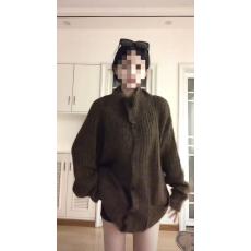 批发气质休闲风<b class='q'>立领</b>中长款单排扣针织开衫女秋冬加厚宽松百搭毛衣外套