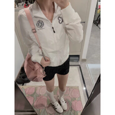 批发立领白色防晒衣女2026夏季<b class='q'>新款</b>美式运动短款轻薄修身防晒服外套女