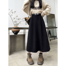 批发实拍实价~2025新款加厚毛呢秋季高腰显瘦气质A字百搭长<b class='q'>裙</b><b class='q'>女装</b><b class='q'>伞</b><b class='q'>裙</b>