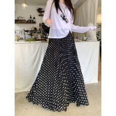 批发实拍实价~2026新款韩版松紧腰波点豹纹百褶裙百搭显瘦长款<b class='q'>半身</b>裙