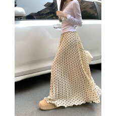 批发实拍实价~2026新款韩版松紧腰波点豹纹百褶裙百搭显瘦长款<b class='q'>半身</b>裙