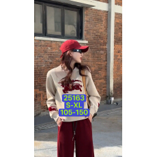 批发兔兔TUTU-【Reoyddirne】25<b class='q'>秋</b>冬植绒撞色设计感圆领长袖卫衣