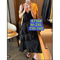 批发豆子优选-夏季新款修身显瘦波点肩带可调节大摆吊带<b class='q'>连衣裙</b>