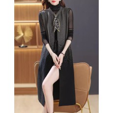 批发长款针织<b class='q'>马甲女</b>2025年新款秋季马夹背心无袖坎肩开衫外套披肩外搭