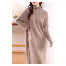 批发气质高领针织<b class='q'>连衣裙</b>女2025秋冬长款宽松显瘦内搭毛衣裙