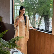 批发慵懒风穿搭一整套女初秋法式复古针织吊带<b class='q'>连衣裙</b>披肩上衣两件套装